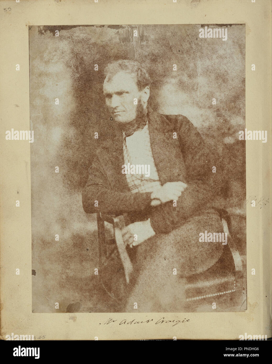 Mr. Adair Craigie. Date/Period: Ca. 1847. Print. Salt, from a calotype negative. Height: 191 mm (7.51 in); Width: 143 mm (5.62 in). Author: Unknown maker, British. Stock Photo