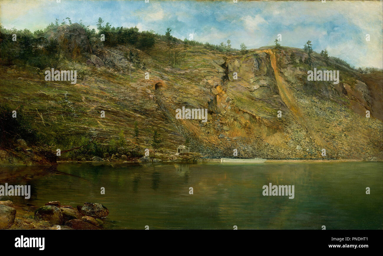 The Iron Mine, Port Henry, New York. Date/Period: Ca. 1862. Painting. Oil on canvas mounted on fiberboard oil on canvas mounted on fiberboard. Height: 765.30 mm (30.12 in); Width: 1,270 mm (50 in). Author: Homer Dodge Martin. Stock Photo