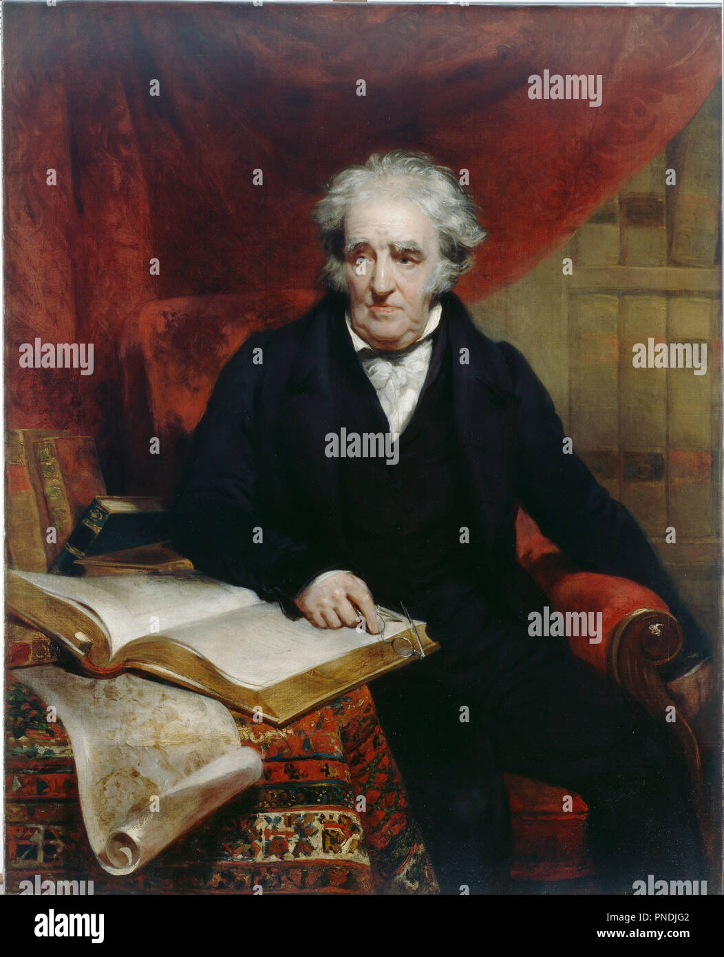 Thomas Stothard. Date/Period: 1833. Painting. Oil on canvas Oil. Height: 1,272 mm (50.07 in); Width: 1,019 mm (40.11 in). Author: WOOD, JOHN. JOHN WOOD (MALER). Stock Photo