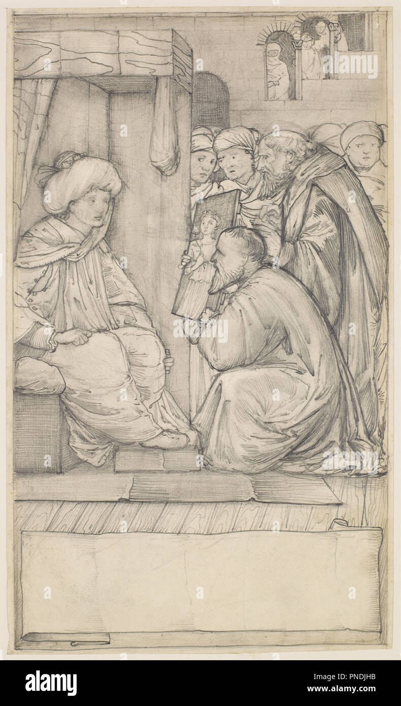 Chaucer's Man of Laws Tale - Design. Date/Period: 1862/1864. Pencil on paper. Width: 209 mm. Height: 350 mm. Author: Edward Burne-Jones. Stock Photo