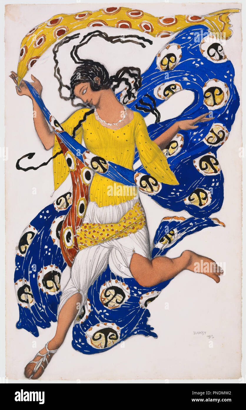 The Butterfly (Costume Design for Anna Pavlova). Date/Period: 1913. Painting. Watercolor and graphite pencil on paper. Height: 280 mm (11.02 in); Width: 450 mm (17.71 in). Author: Léon Nikolaievitch Bakst. Bakst, Leon. Stock Photo