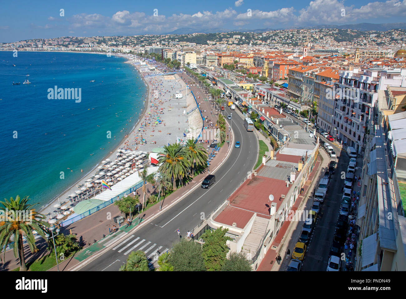 The main beach in Nice, on the Baie des Ange Stock Photo Alamy