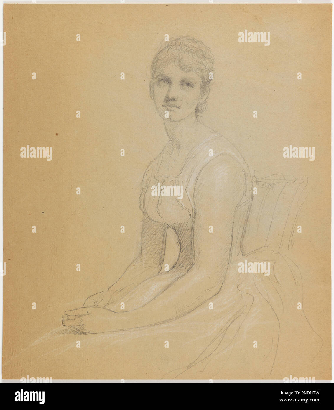 Sketch for Portrait of a Woman. Date/Period: 1881. Drawing. Graphite and white chalk on thick cream wove paper. Author: DANIEL HUNTINGTON. Stock Photo
