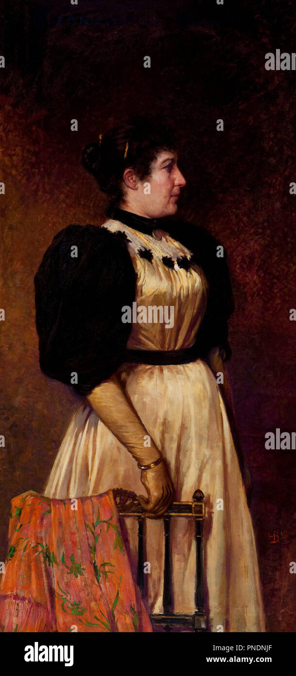 Portrait of a Lady. Date/Period: 1895. Painting. Oil on canvas. Height: 150 cm (59 in); Width: 73 cm (28.7 in). Author: Henrique Bernardelli. Stock Photo