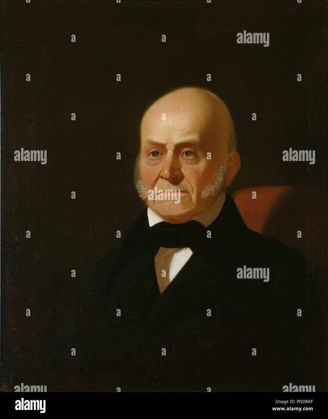 John Quincy Adams. Date/Period: Ca. 1850, from an 1844 original. Painting. Oil on canvas. Height: 759 mm (29.88 in); Width: 638 mm (25.11 in). Author: George Caleb Bingham. Stock Photo
