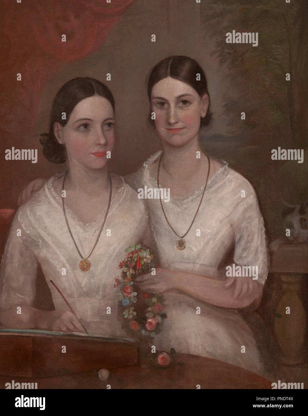 Misses Isabella and Fanny, daughters of the Reverend William Browne. Date/Period: Ca. 1845. Painting,oil on canvas. Height: 813 mm (32 in); Width: 642 mm (25.27 in). Author: Frederick STRANGE. Stock Photo