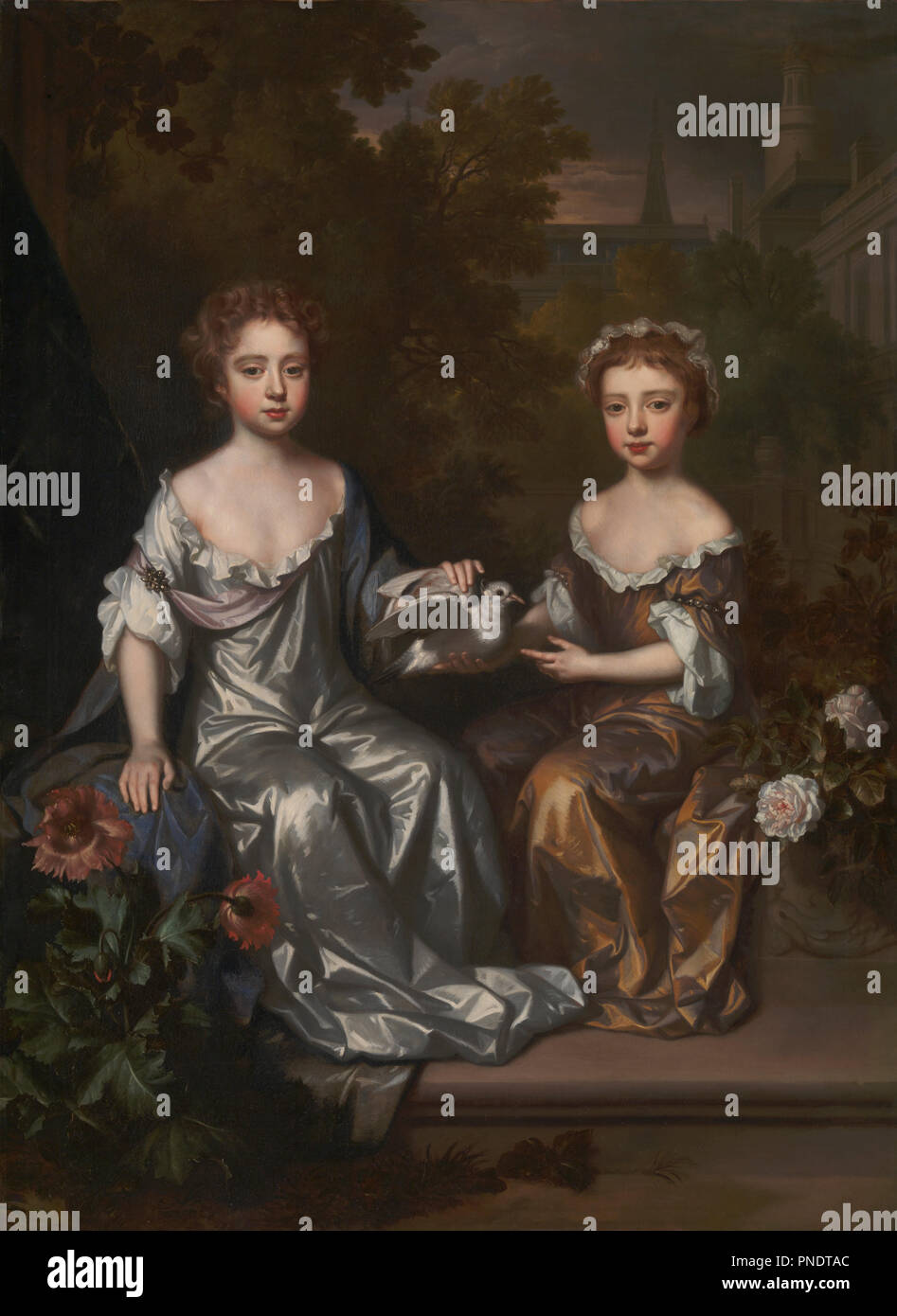 Portrait of Henrietta and Mary Hyde. Date/Period: Ca. 1683-85. Painting. Oil on canvas. Height: 153 cm (60.2 in); Width: 112 cm (44 in). Author: Willem Wissing. Stock Photo