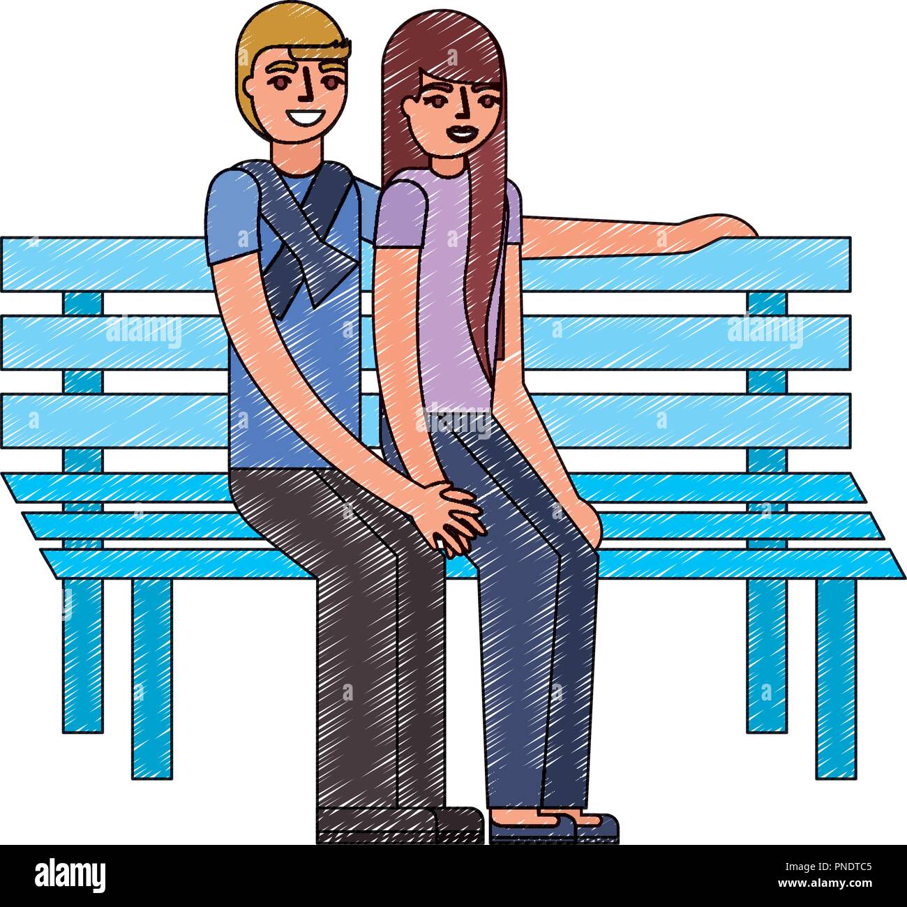 young couple in chair park avatar character Stock Vector Image & Art ...
