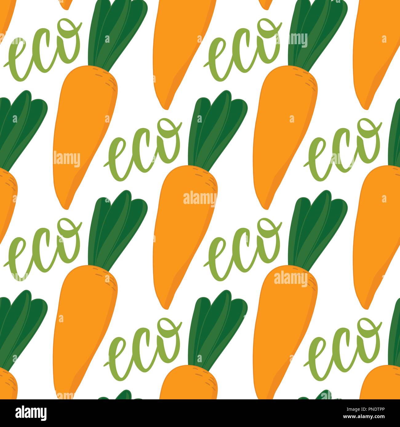 Cartoon carrot seamless pattern. Vector ilustration isolated on white background. Stock Vector