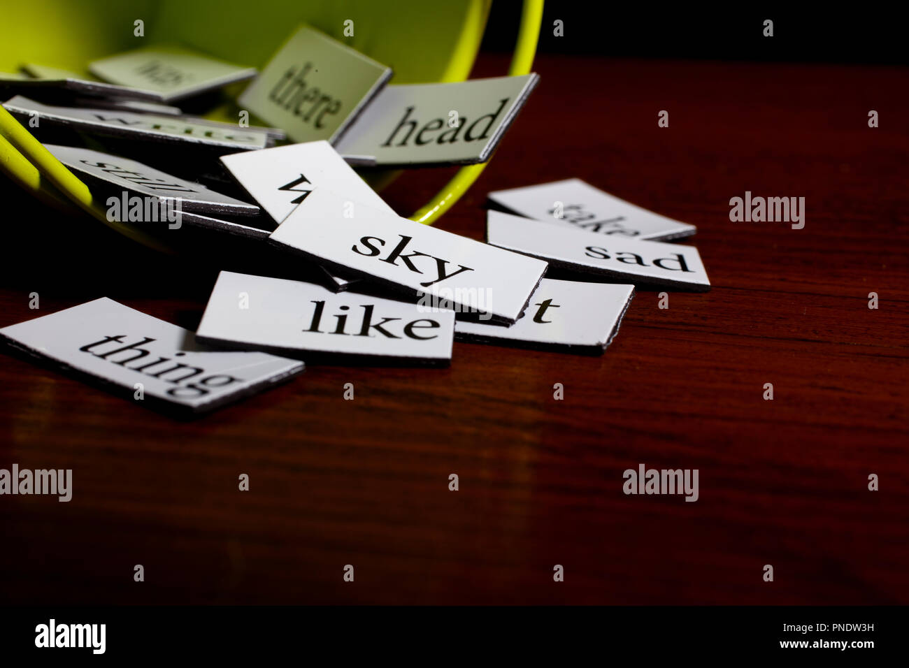words in a bucket Stock Photo