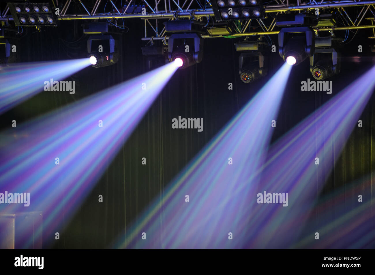 Stage spotlights hanging on lighting pipe systems Stock Photo Alamy