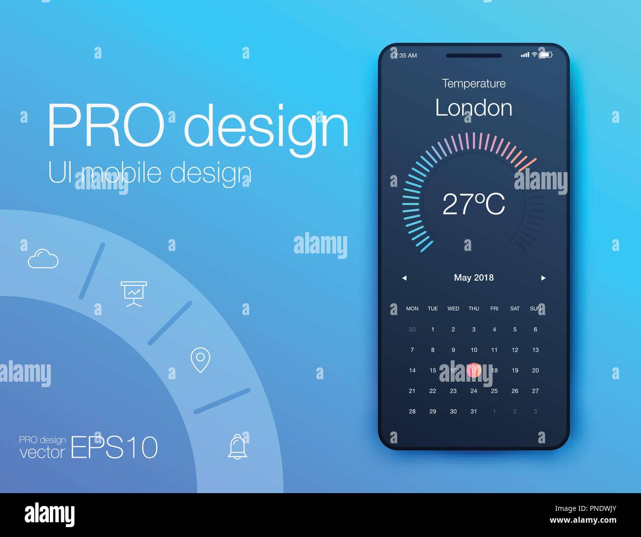 Weather Mobile UI kit. Material Design UI, UX, GUI. Responsive web ...