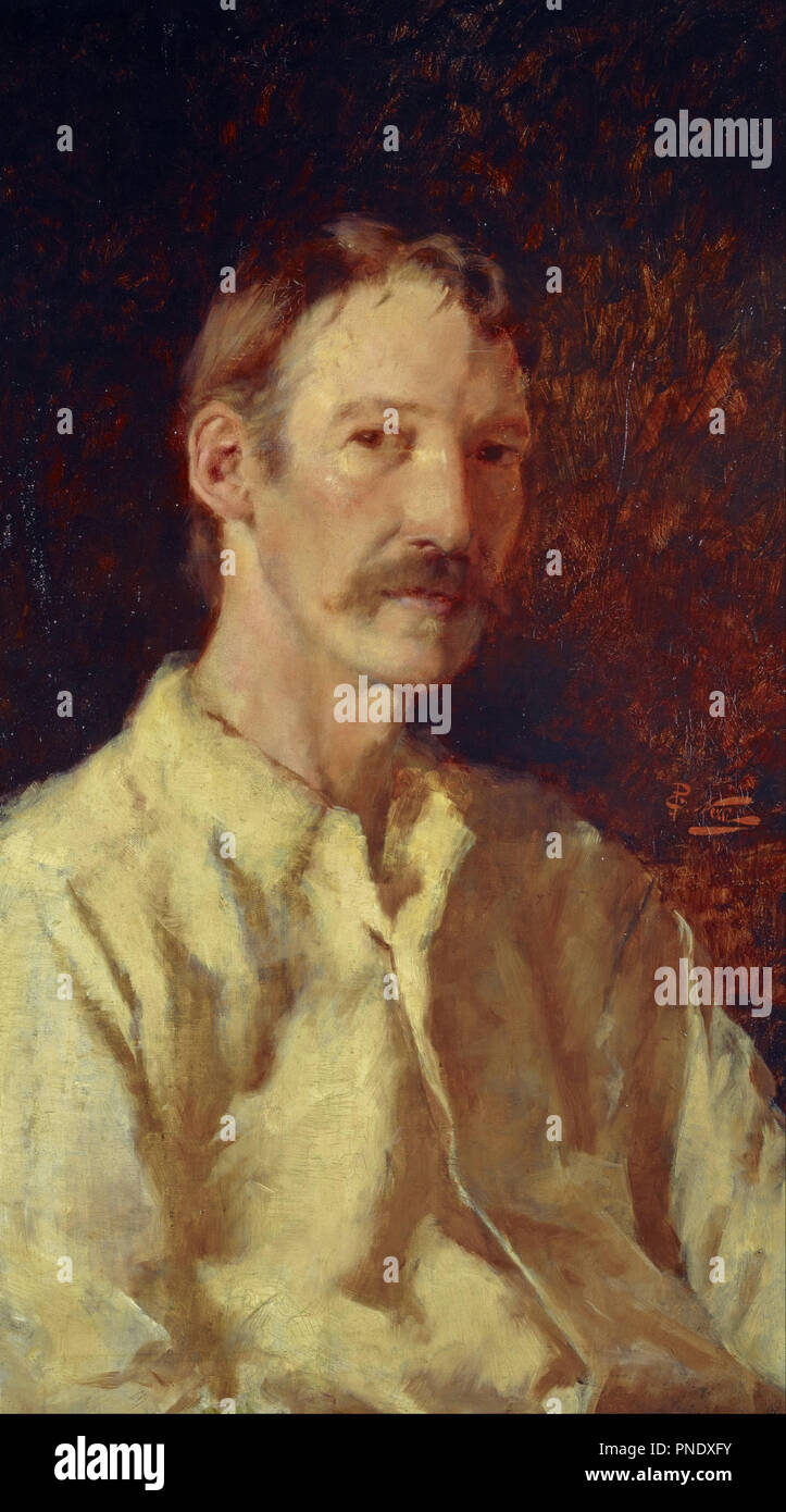 Robert Louis Stevenson, 1850 - 1894. Essayist, poet and novelist. Date/Period: 1892. Painting. Oil on canvas. Height: 610 mm (24.01 in); Width: 355 mm (13.97 in). Author: Count Girolamo Nerli. Stock Photo