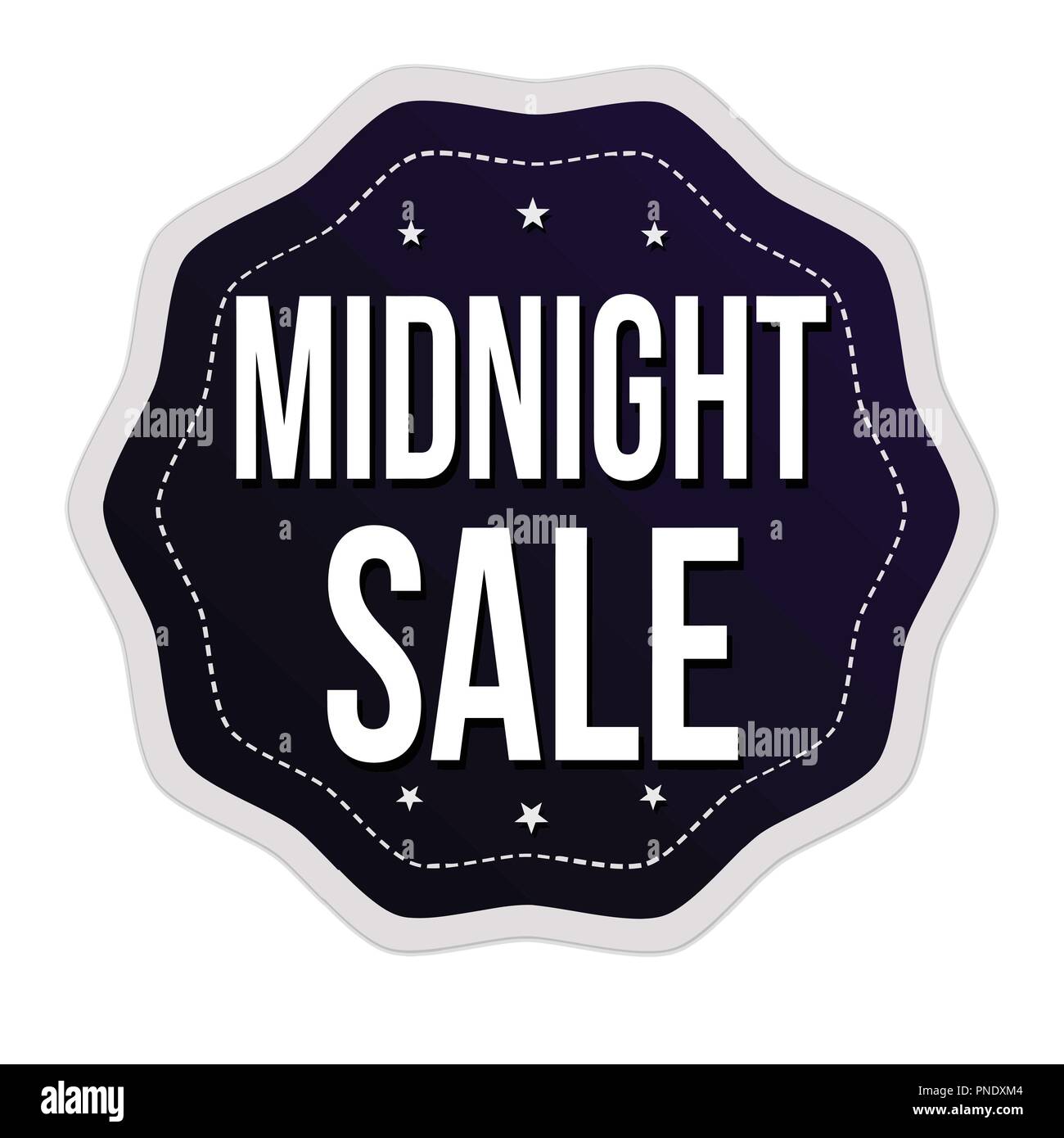 Midnight sale sign or stamp on white background, vector illustration