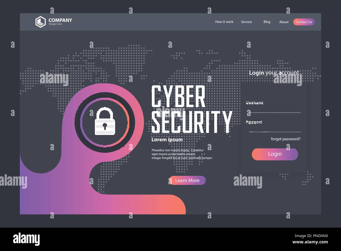 Cyber Security Landing Page Vector Template Design Stock Vector