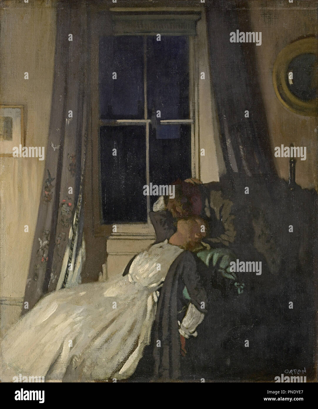 Night (no. 2). Date/Period: 1907. Painting. Oil on canvas Oil on canvas. Height: 765 mm (30.11 in); Width: 640 mm (25.19 in). Author: William Orpen. Stock Photo