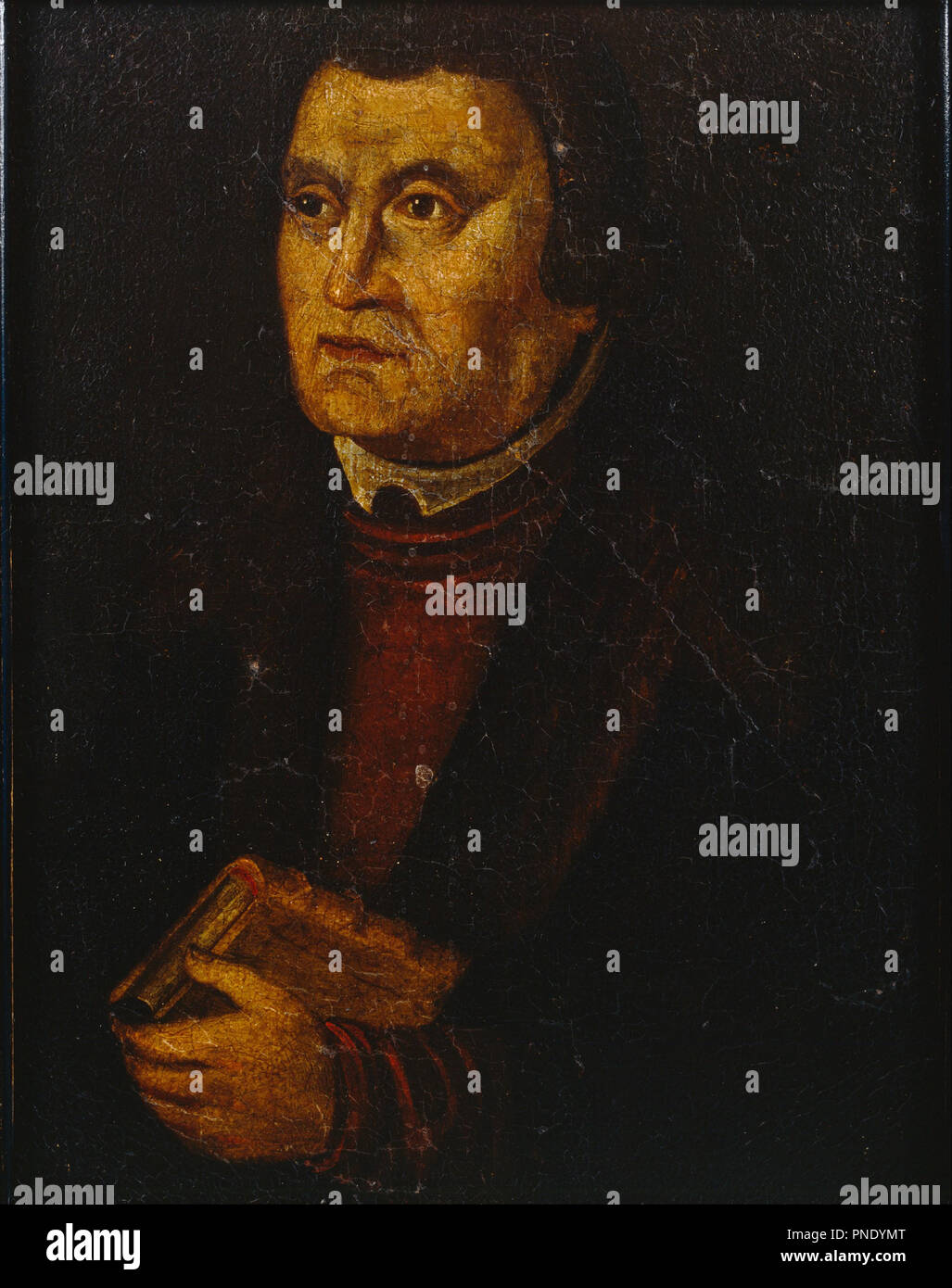Martin Luther. Date/Period: Before 1626. Painting. Oil on canvas Oil. Height: 340 mm (13.38 in); Width: 269 mm (10.59 in). Author: British School. Stock Photo