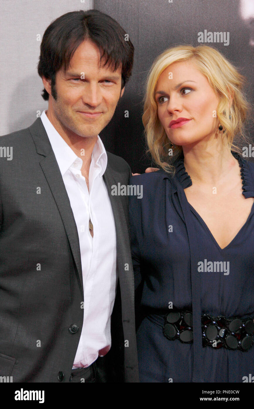 Stephen Moyer and Anna Paquin at the Los Angeles Premiere for the second season of True Blood held at The Paramount Theater on the Paramount Studios Lot in Hollywood, CA on Tuesday, June 9, 2009. Photo by PRPP / PictureLux  File Reference # S_Moyer_Paquin03_60909PRPP  For Editorial Use Only -  All Rights Reserved Stock Photo
