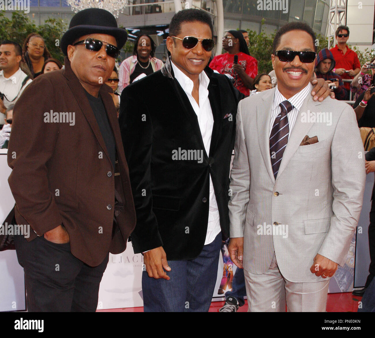 Tito Jackson, Marlon Jackson & Jackie Jackson arriving at the Los Angeles Premiere of Michael Jackson's 'This Is It' held at the NOKIA Theatre in Los Angeles, CA. The event took place on Tuesday, October 27, 2009. Photo by: Pedro Ulayan Pacific Rim Photo Press.  / PictureLux File Reference # TitoJackson MarlonJackson JackieJackson 102709 2PRPP   For Editorial Use Only -  All Rights Reserved Stock Photo