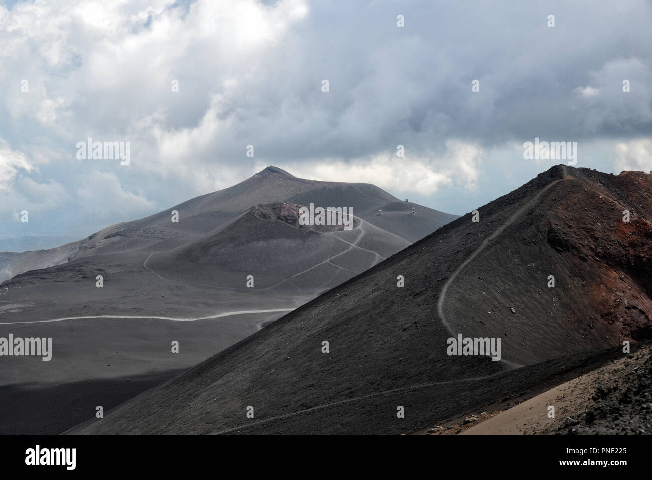 View of the slopes of Mount Etna at the island Sicily, Italy Stock Photo