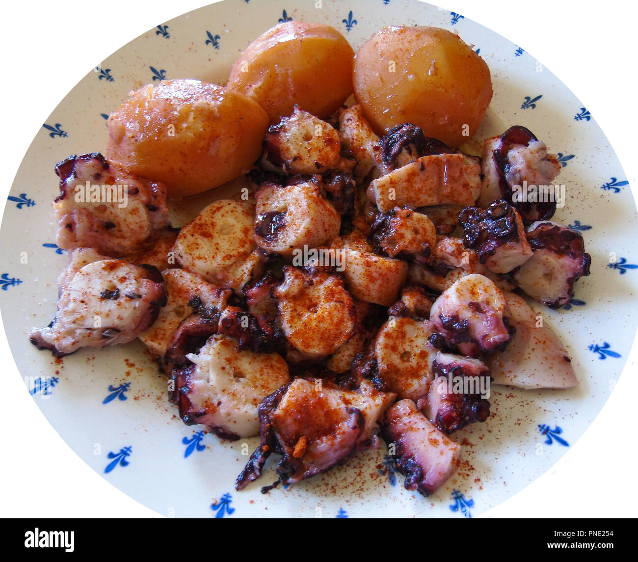 Typical spanish food, pulpo a feira with patatoes Stock Photo