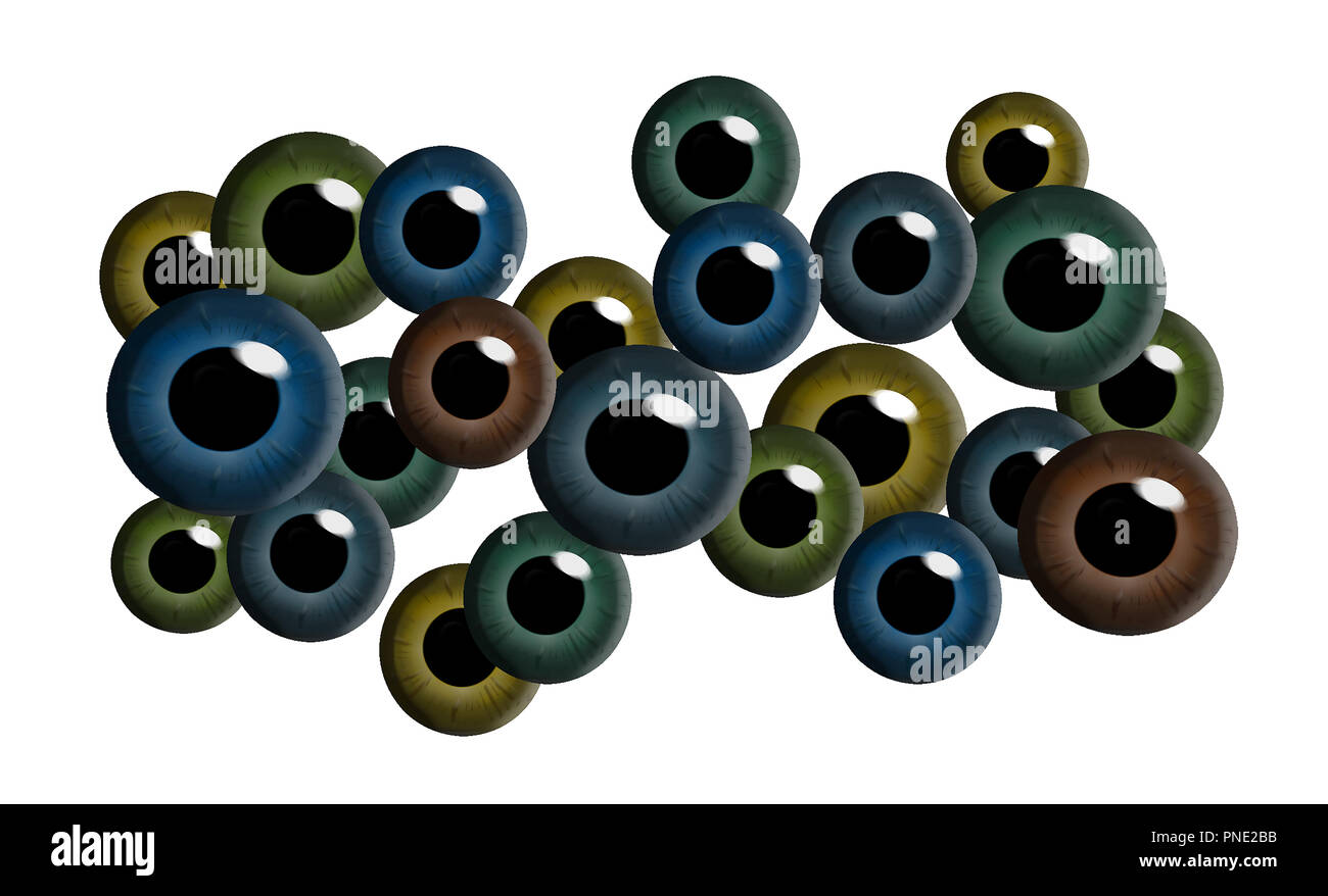 Here are eyes, many of them in an illustration to be used for a background image. Stock Photo