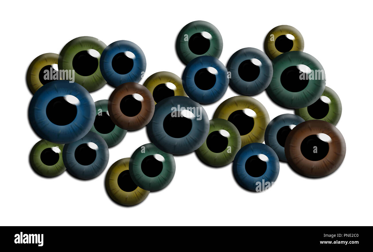 Here are eyes, many of them in an illustration to be used for a background image. Stock Photo