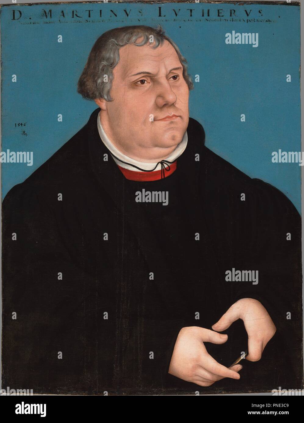 Martin Luther. Date/Period: 1546. Oil on panel. Height: 64.8 cm (25.5 in); Width: 48.9 cm (19.2 in). Author: Cranach the Elder, Lucas. Stock Photo