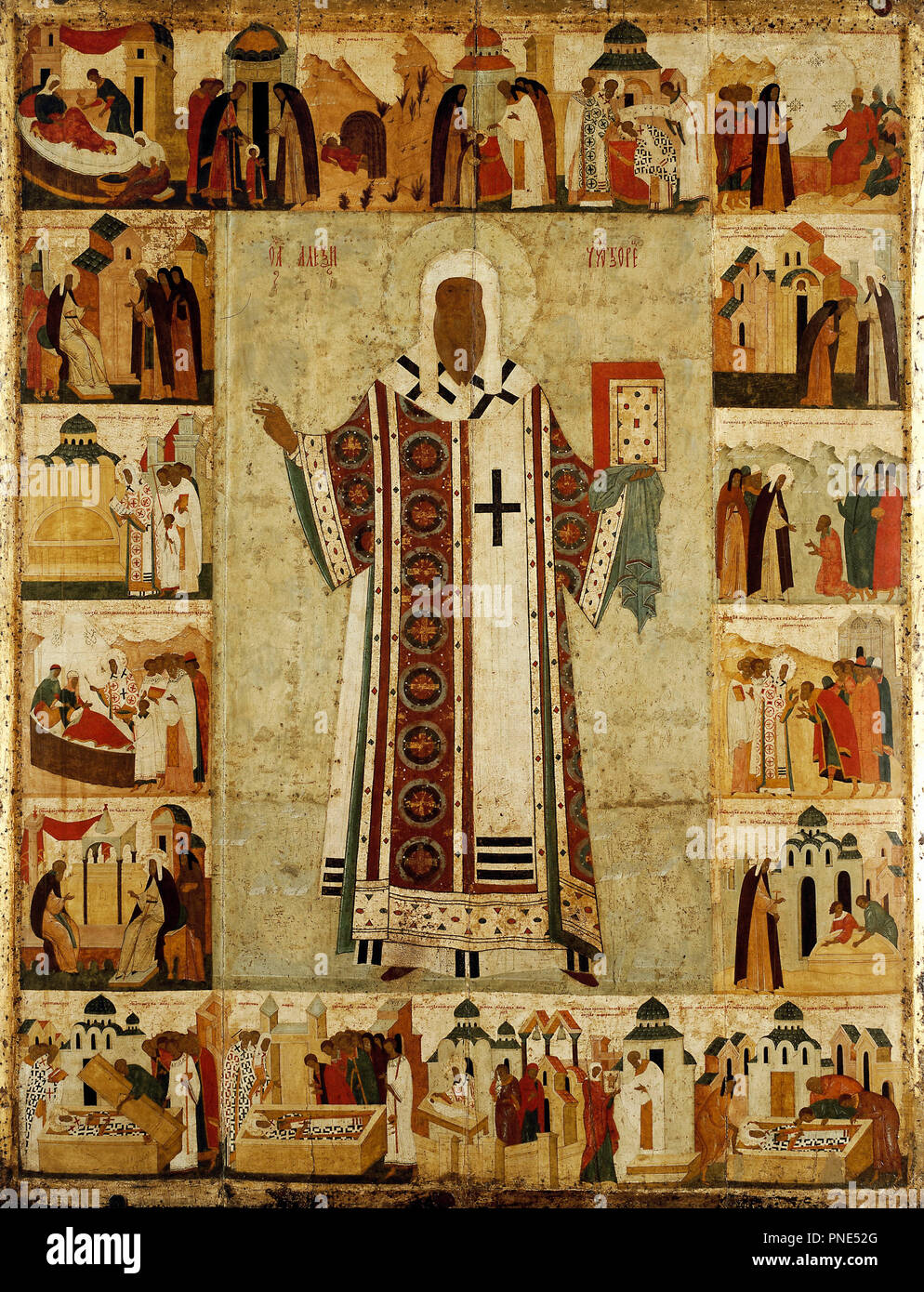 Metropolitan Alexis. Date/Period: End of 15th - beginning of 16th century. Painting. Tempera on wood. Height: 197 cm (77.5 in); Width: 152 cm (59.8 in). Author: Dionisius. Dionysius. Stock Photo