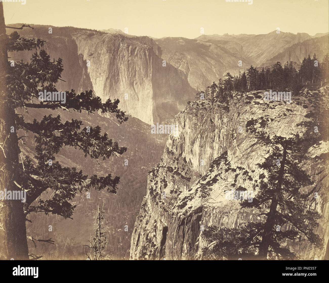 First View of the Valley. Date/Period: Ca. 1866. Print. Albumen silver. Height: 411 mm (16.18 in); Width: 524 mm (20.62 in). Author: Carleton Watkins. Stock Photo