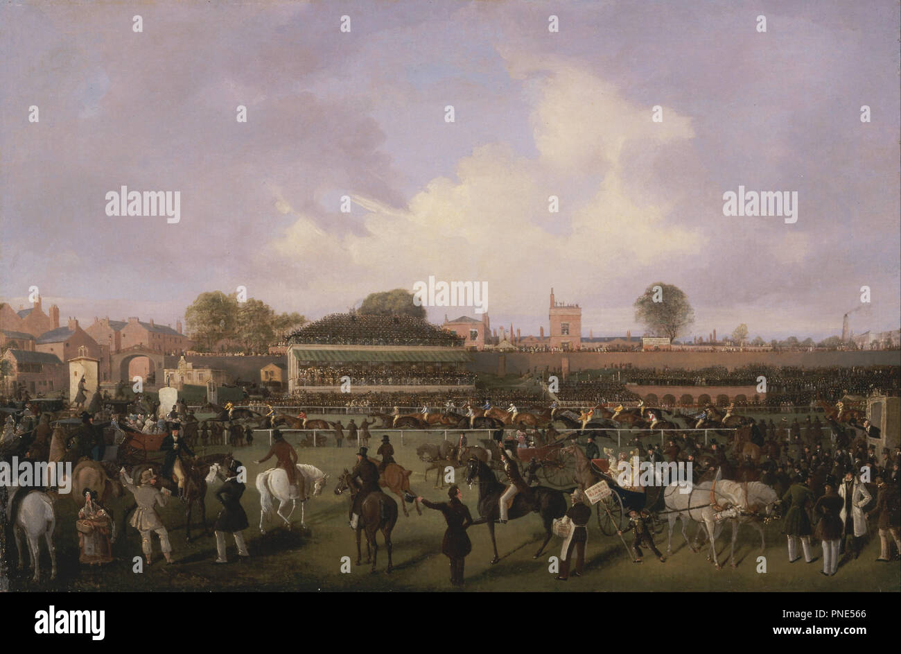 Lord Westminster's Cardinal Puff, with Sam Darling Up, Winning the Tradesman's Plate, Chester. Date/Period: Ca. 1839. Painting. Oil on canvas. Height: 495 mm (19.48 in); Width: 752 mm (29.60 in). Author: William Tasker. Stock Photo