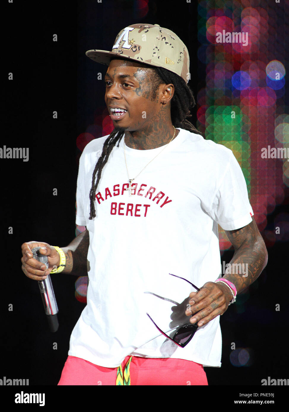 Lil Wayne performs in concert at the Cruzan Amphitheater in West Palm Beach, Florida on August 2, 2011. Stock Photo