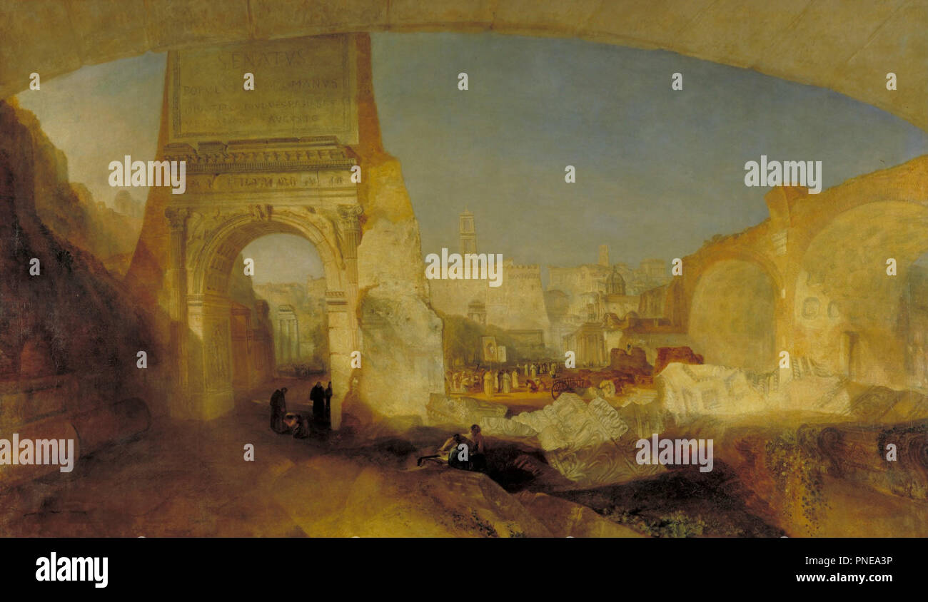 Forum Romanum, for Mr Soane's Museum. Date/Period: 1826. Painting. Oil on canvas. Height: 1,457 cm (15.9 yd); Width: 2,363 cm (25.8 yd). Author: J. M. W. Turner. Stock Photo