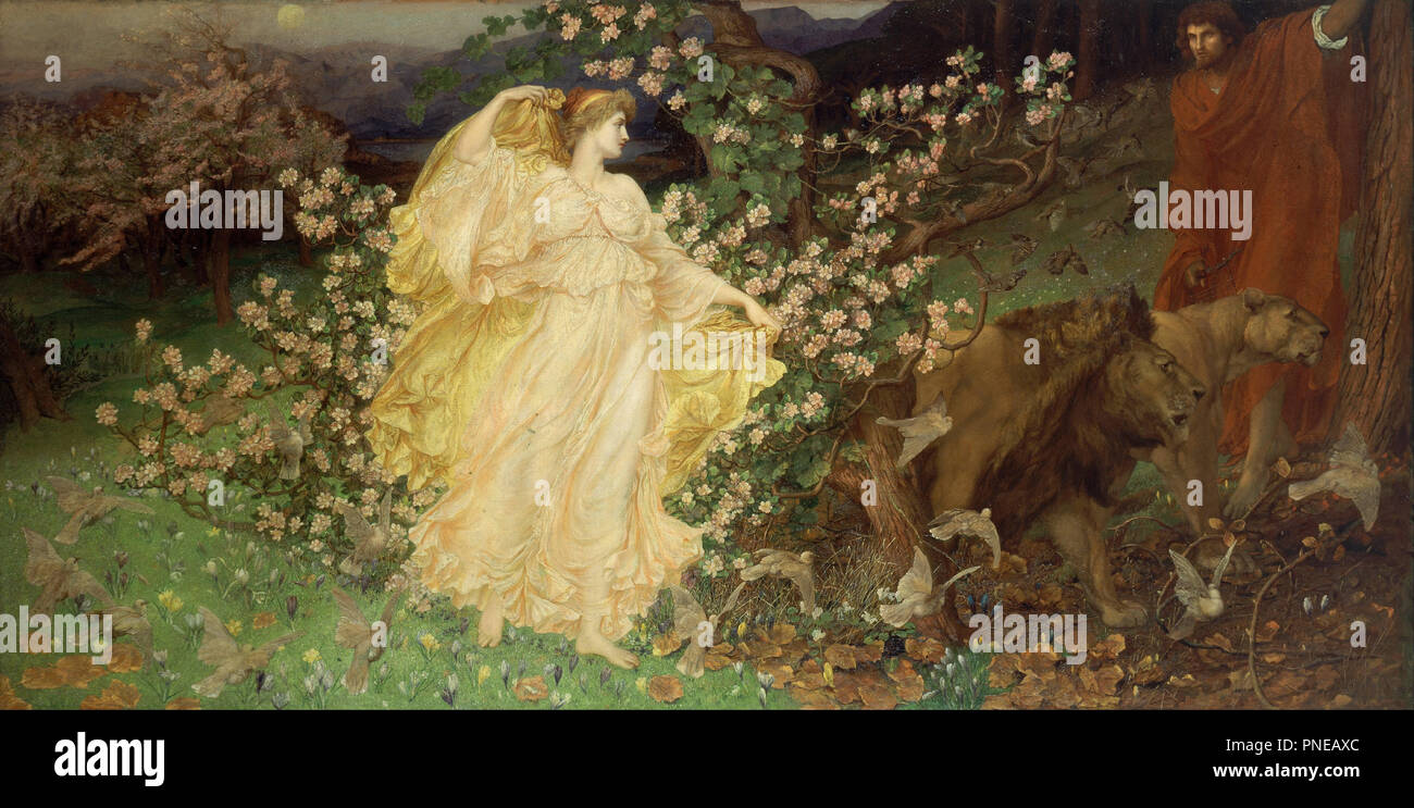 Venus and Anchises. Date/Period: Between 1889 and 1890. Painting. Oil on canvas. Height: 1,486 mm (58.50 in); Width: 2,965 mm (116.73 in). Author: WILLIAM BLAKE RICHMOND. Stock Photo
