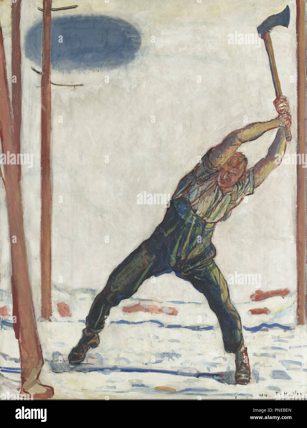 Der Holzfäller (Le bûcheron) The Woodcutter. Date/Period: 1910. Painting. Oil on canvas. Height: 1,300 mm (51.18 in); Width: 1,010 mm (39.76 in). Author: Fernidand Hodler. HODLER, FERDINAND. Stock Photo