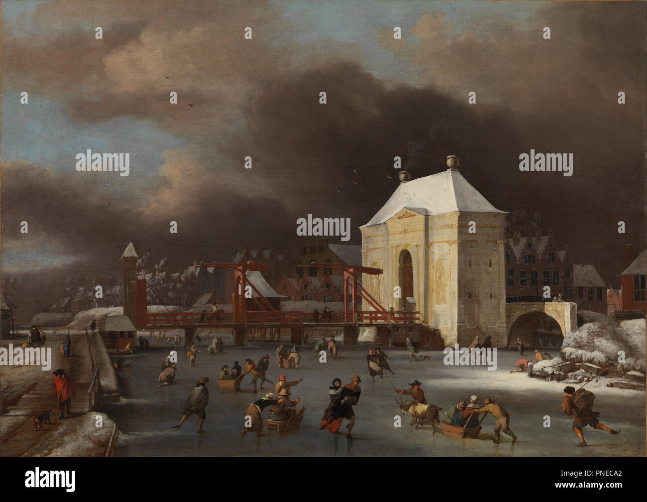 The Heiligewegspoort in Amsterdam. Date/Period: 1680. Painting. Olje på lerret. Width: 107.5 cm. Height: 76.5 cm. Author: JAN VAN KESSEL. KESSEL, JAN VAN. Stock Photo