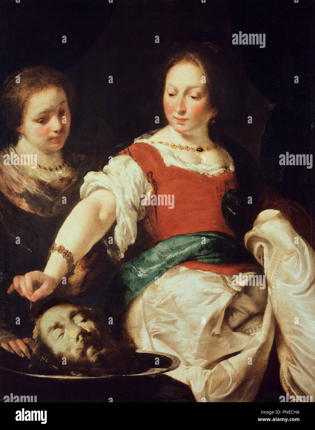 Salome. Date/Period: After 1630. Painting. Oil on canvas. Height: 124 cm (48.8 in); Width: 94 cm (37 in). Author: Bernardo Strozzi. Stock Photo