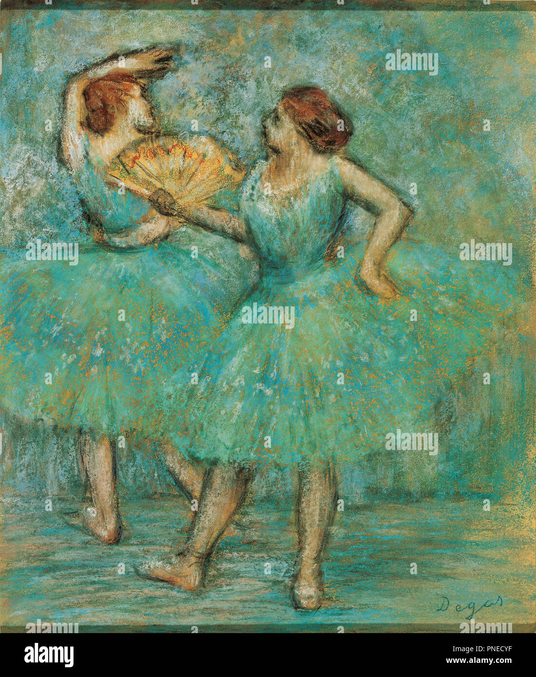 Two Dancers, c. 1905. Date/Period: Ca. 1905. Pastel on cardboard. Author: EDGAR DEGAS. Stock Photo
