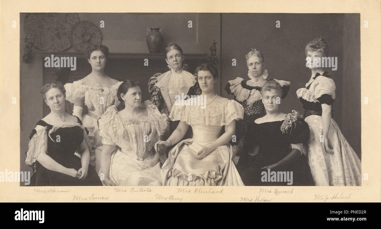 [Mrs. Grover Cleveland and the Wives of Members of President Grover Cleveland's Cabinet]. Date/Period: 1897. Print. Platinum. Height: 170 mm (6.69 in); Width: 329 mm (12.95 in). Author: FRANCES BENJAMIN JOHNSTON. Stock Photo