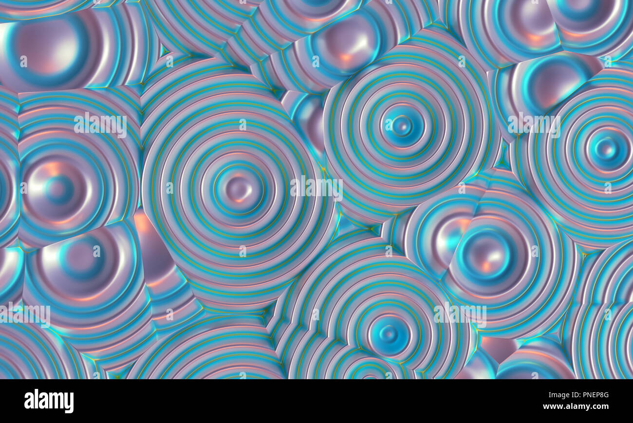 Abstract background with colored circles in the form of sound waves coming out of a speaker. Stock Photo