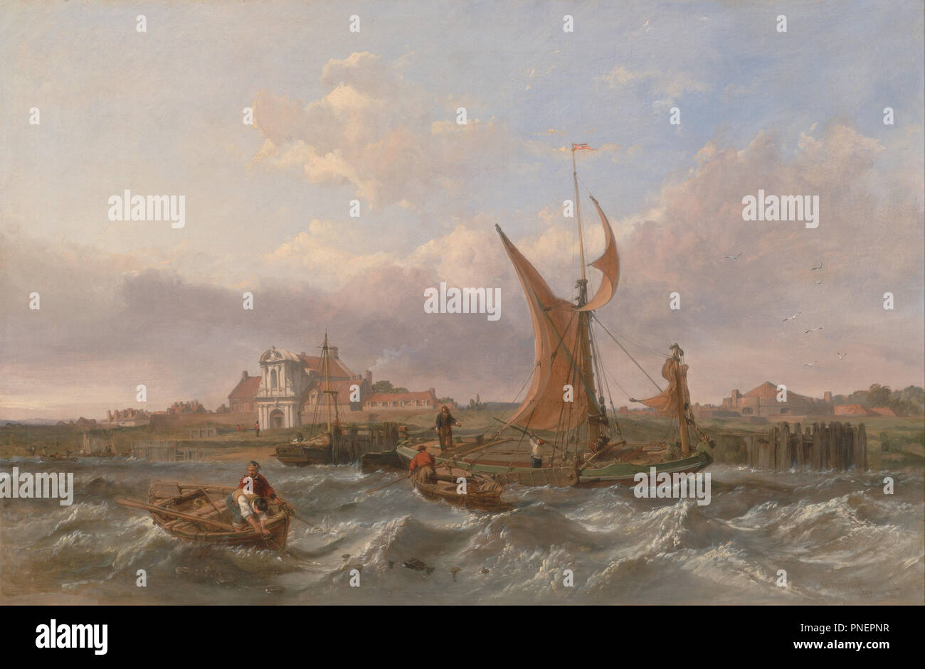 Tilbury Fort--Wind Against the Tide. Date/Period: 1853. Painting. Oil on canvas. Height: 610 mm (24.01 in); Width: 921 mm (36.25 in). Author: Clarkson Frederick Stanfield. Stock Photo