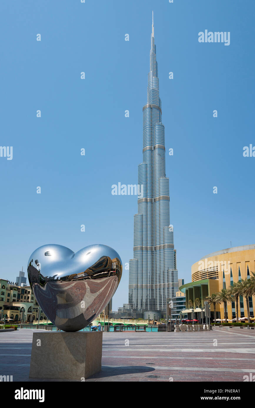 View of the Burj Khalifa skyscraper in Downtown Dubai, UAE Stock Photo