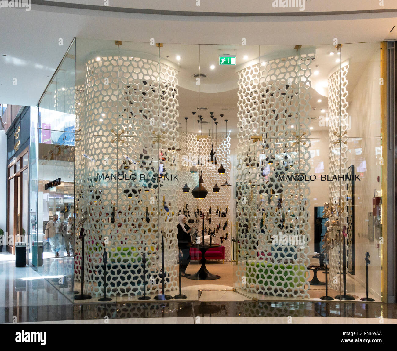 Manolo Blahnik boutique inside Dubai Mall, UAE Stock Photo
