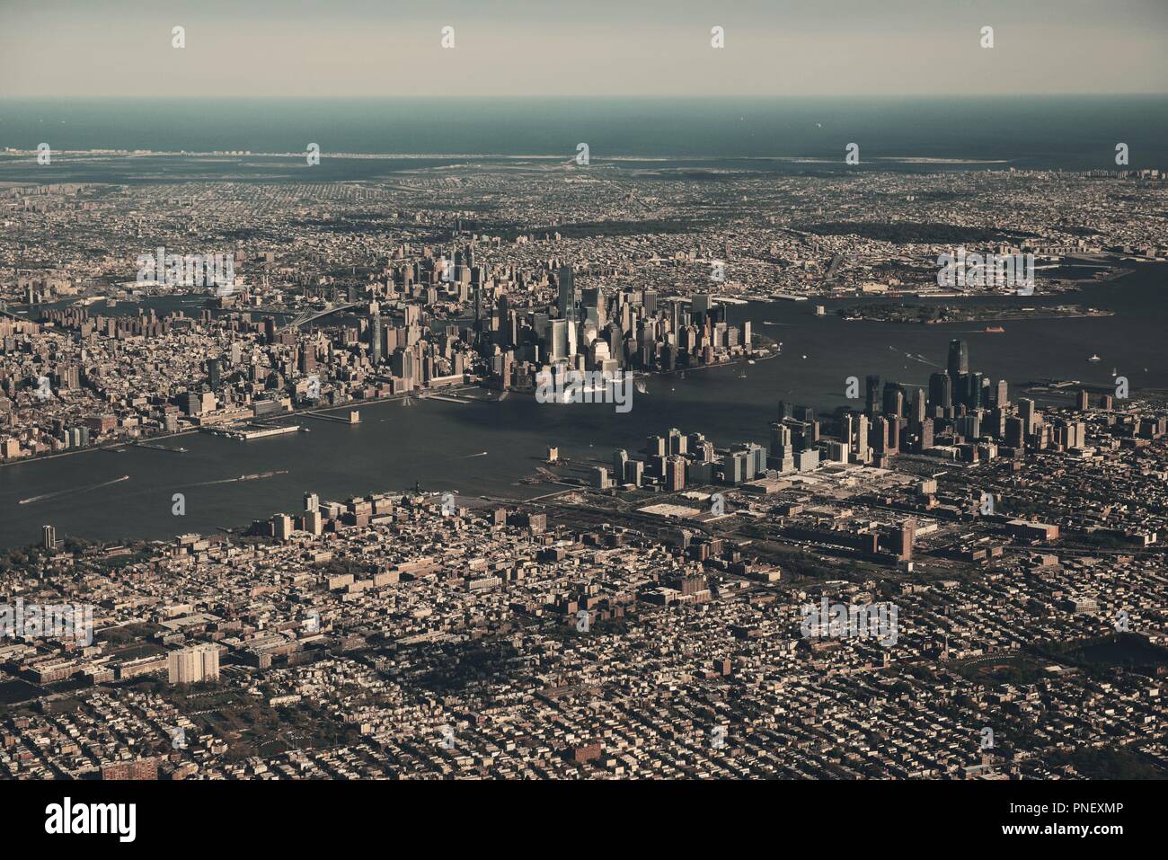 Aerial view of New York City Stock Photo