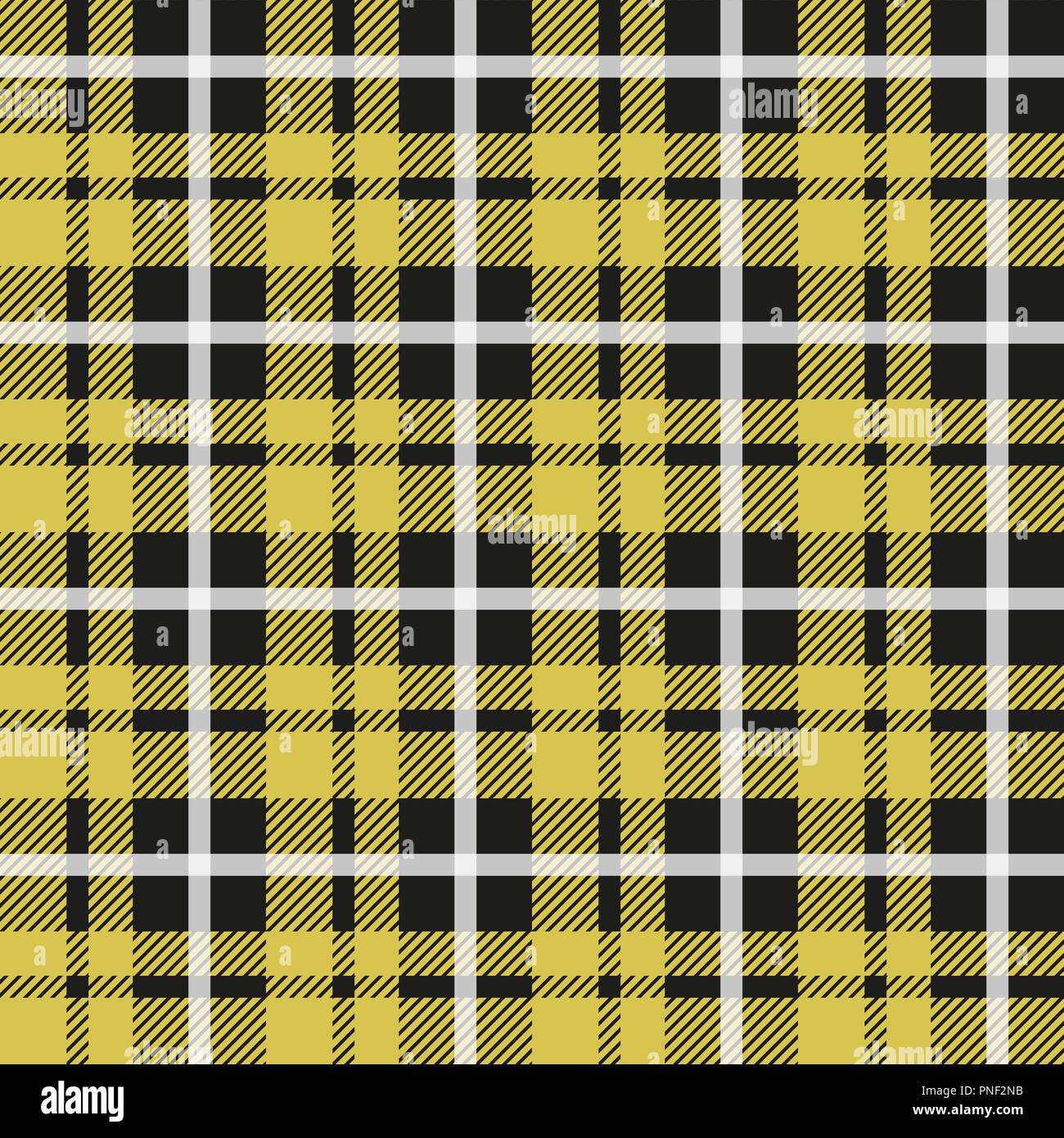 Tartan pattern. Scottish cage. Scottish yellow checkered background. Scottish plaid in yellow colors. Lowercase fabric texture. Vector illustration Stock Vector