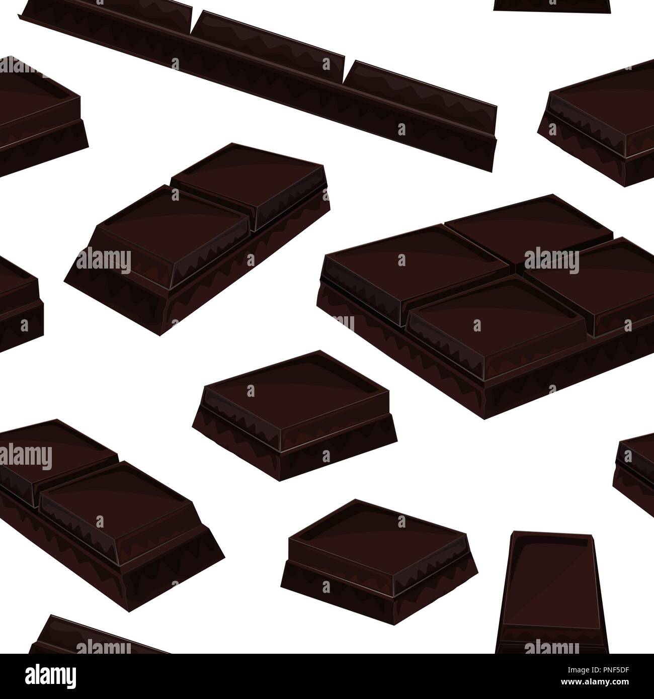Seamless background with piece of black chocolate bars. Vector illustration Stock Vector