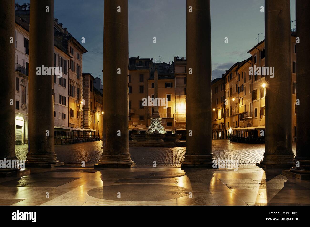 Street view from Pantheon at night. It is one of the bestpreserved