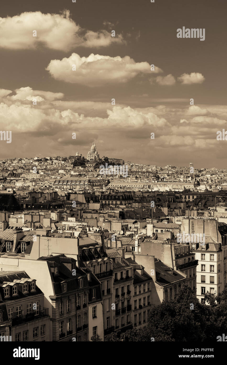 Paris rooftop view with Sacre Coeur and city skyline Stock Photo Alamy