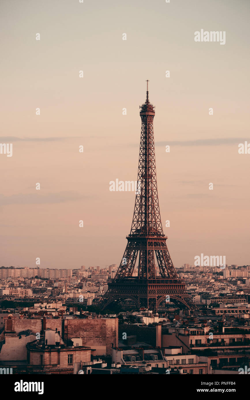 Paris rooftop view skyline and Eiffel Tower in France Stock Photo Alamy