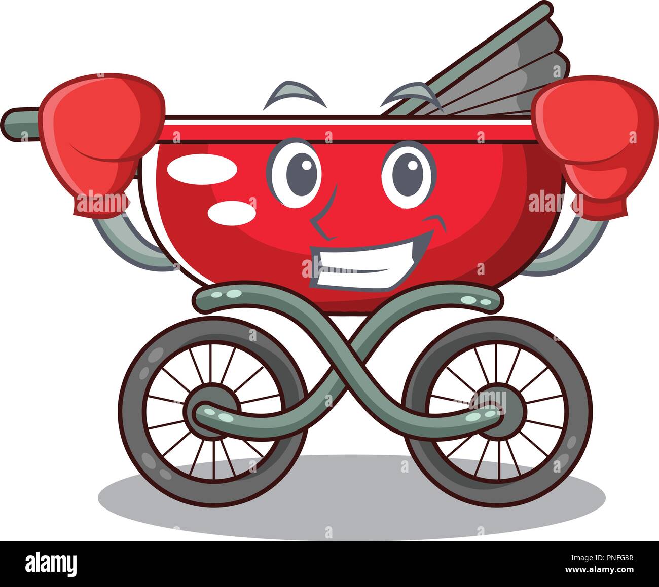 Boxing cartoon baby stroller walk in the park Stock Vector Image & Art